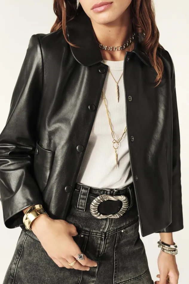 34 Sleeve Jacket Mylos Black Women Baandsh Jackets and Coats