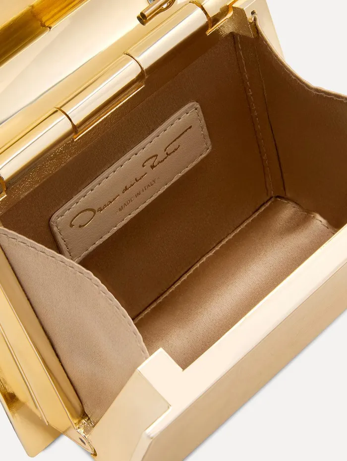 3D Printed Nano TRO Bag Gold Women Oscar De La Renta Handbags
