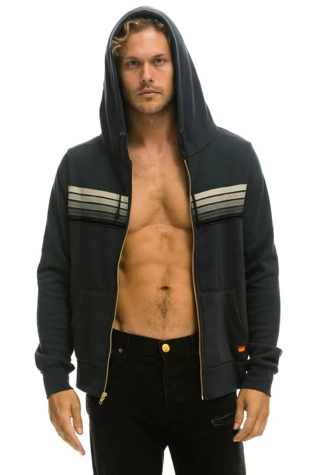 5 Stripe Hoodie 8211 Charcoal Grey Stripes WomenMen Aviator Nation Hoodies