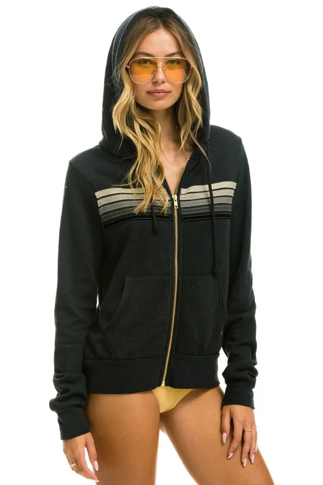 5 Stripe Hoodie 8211 Charcoal Grey Stripes WomenMen Aviator Nation Hoodies