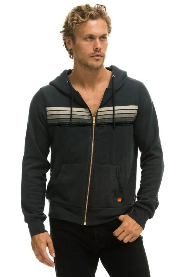 5 Stripe Hoodie 8211 Charcoal Grey Stripes WomenMen Aviator Nation Hoodies