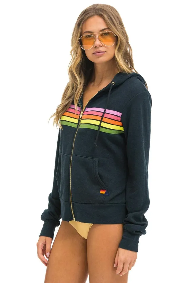 5 Stripe Hoodie 8211 Charcoal Pink Green WomenMen Aviator Nation Hoodies