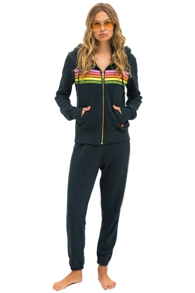 5 Stripe Hoodie 8211 Charcoal Pink Green WomenMen Aviator Nation Hoodies