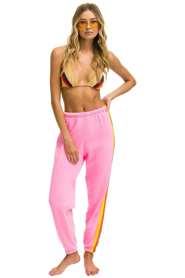 5 Stripe Sweatpants 8211 Neon Pink Yellow Purple Women Aviator Nation Sweatpants