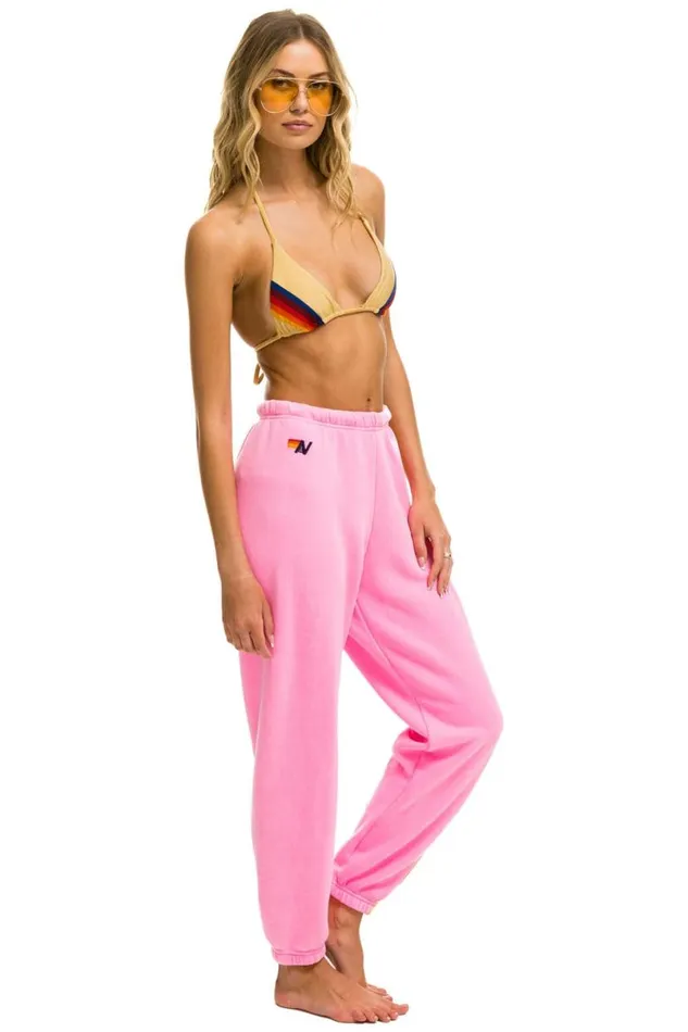 5 Stripe Sweatpants 8211 Neon Pink Yellow Purple Women Aviator Nation Sweatpants