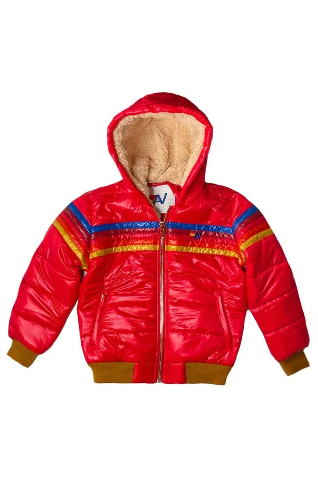 5 Stripe Trekker Jacket 8211 Glossy Cherry Kids Aviator Nation Outerwear