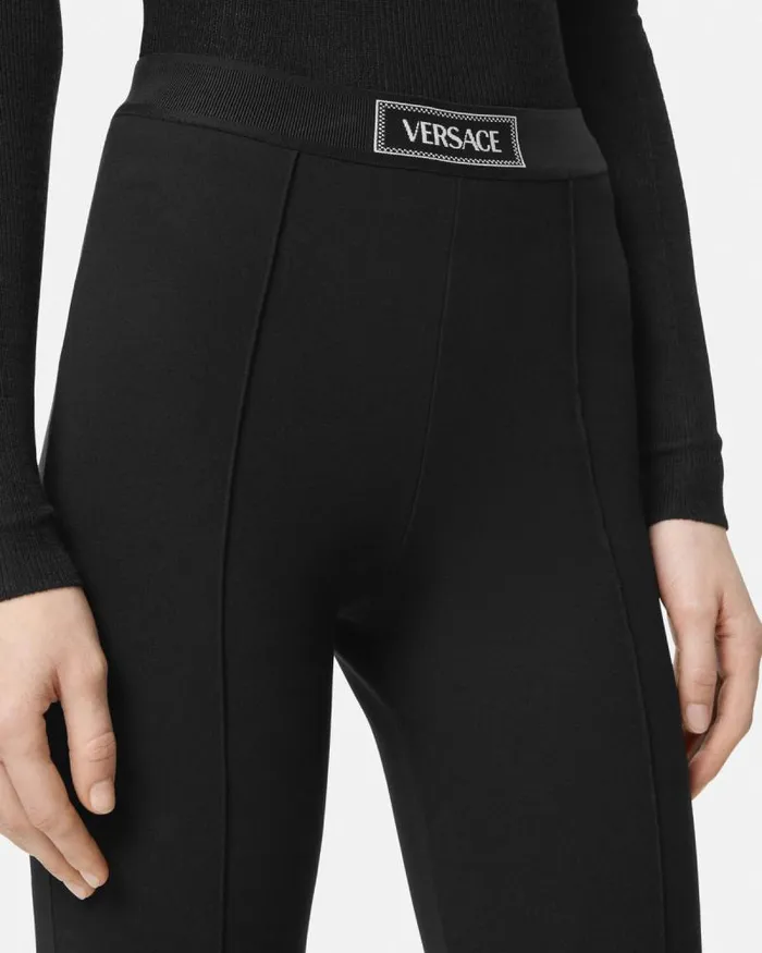 90s Vintage Logo Stirrup Leggings Black Women Versace Pants and Shorts