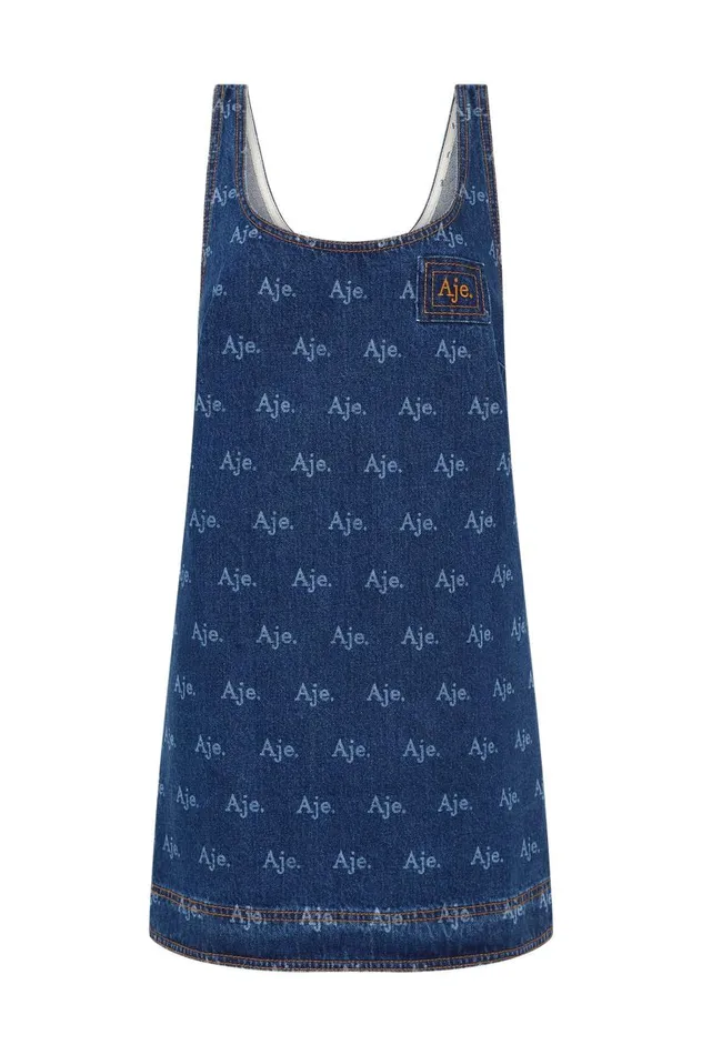 Aje Denim Ratio Logo Denim Mini Dress Logo Wash 8211 Women Aje Denim Ratio Logo Denim Mini Dress Logo Wash 8211 Women