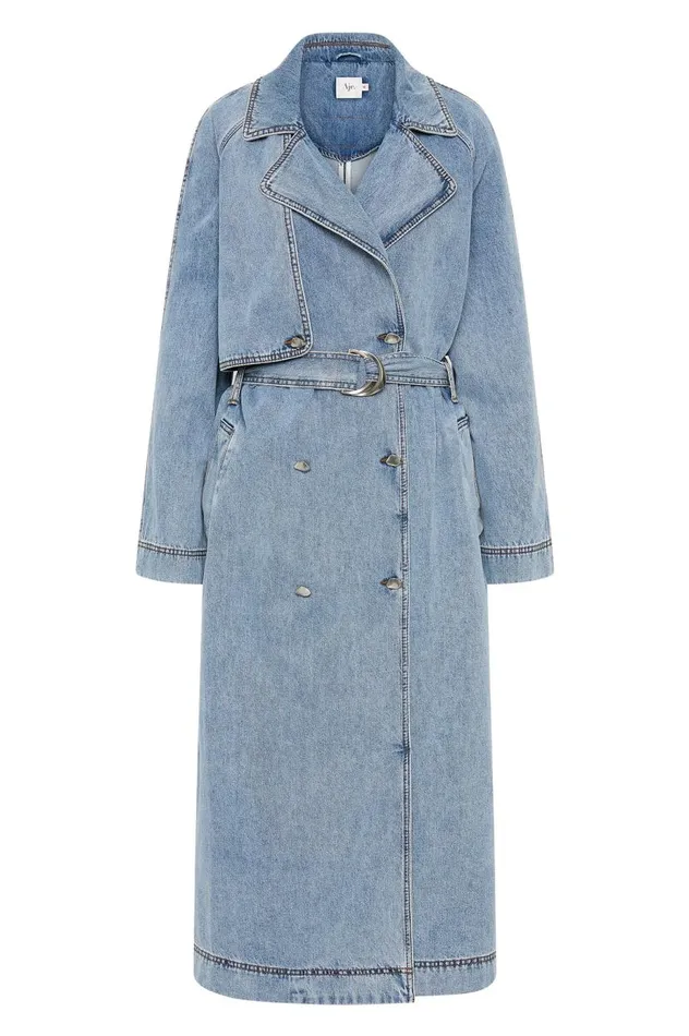 Aje Denim Zariah Denim Trench Sky Wash 8211 Women Aje Denim Zariah Denim Trench Sky Wash 8211 Women