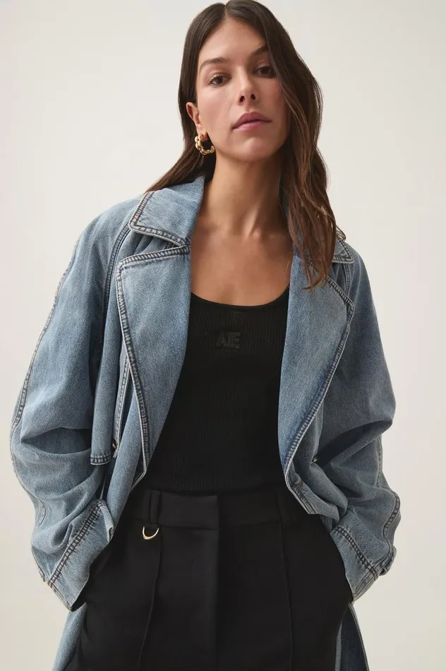 Aje Denim Zariah Denim Trench Sky Wash 8211 Women Aje Denim Zariah Denim Trench Sky Wash 8211 Women
