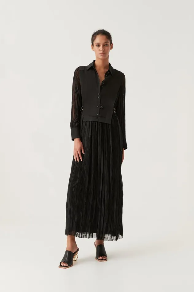 Aje Dresses Aeriel Bib Front Maxi Dress Black 8211 Women Aje Dresses Aeriel Bib Front Maxi Dress Black 8211 Women