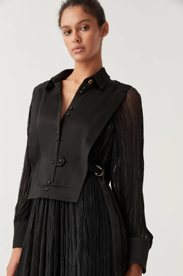 Aje Dresses Aeriel Bib Front Maxi Dress Black 8211 Women Aje Dresses Aeriel Bib Front Maxi Dress Black 8211 Women