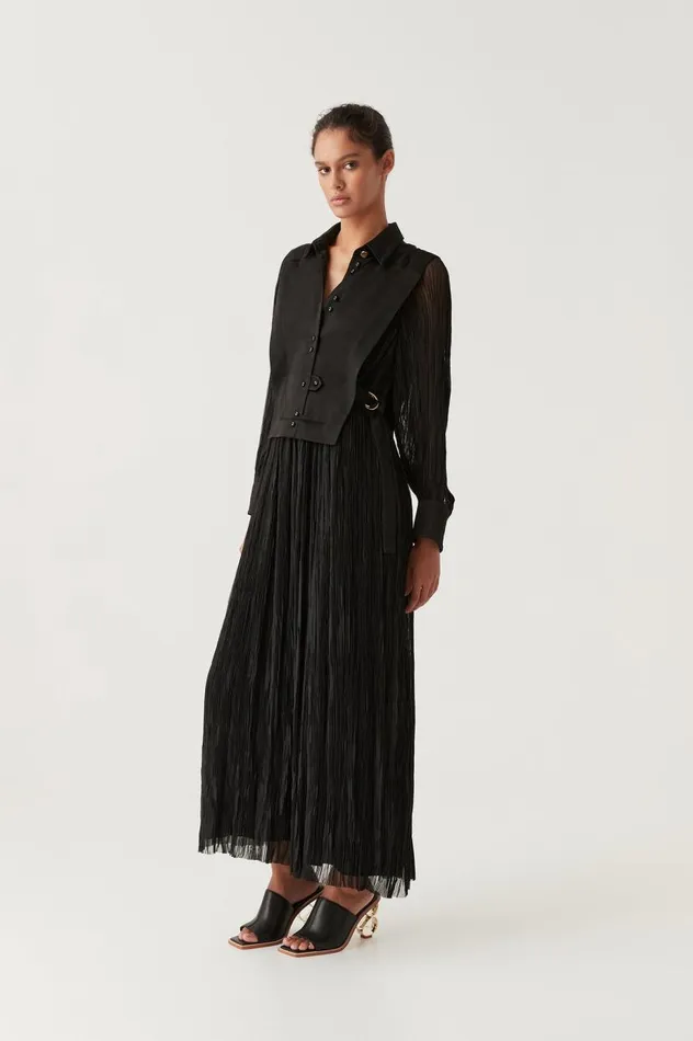 Aje Dresses Aeriel Bib Front Maxi Dress Black 8211 Women Aje Dresses Aeriel Bib Front Maxi Dress Black 8211 Women