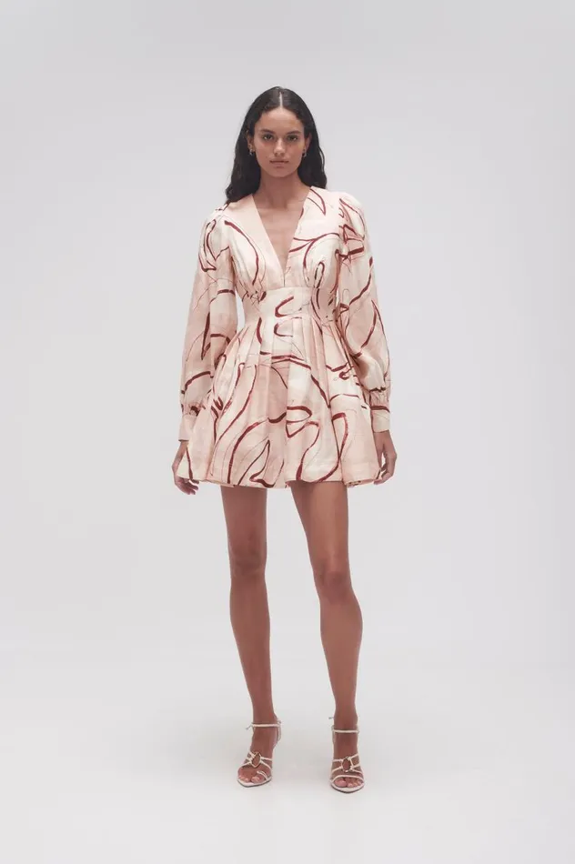 Aje Dresses Amelia Plunge Mini Dress Whimsical Dove 8211 Women Aje Dresses Amelia Plunge Mini Dress Whimsical Dove 8211 Women