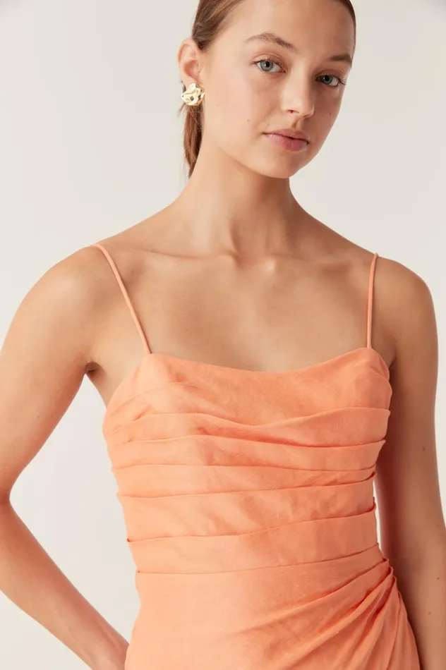 Aje Dresses Clarice Draped Maxi Dress Sunset Orange 8211 Women Aje Dresses Clarice Draped Maxi Dress Sunset Orange 8211 Women
