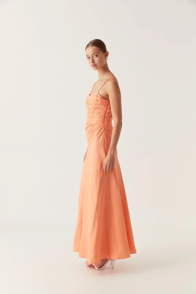 Aje Dresses Clarice Draped Maxi Dress Sunset Orange 8211 Women Aje Dresses Clarice Draped Maxi Dress Sunset Orange 8211 Women