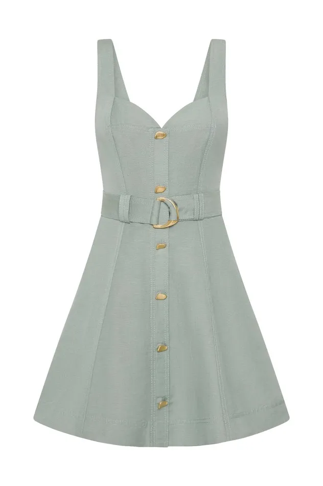 Aje Dresses Clay Belted Mini Dress Willow Green 8211 Women Aje Dresses Clay Belted Mini Dress Willow Green 8211 Women