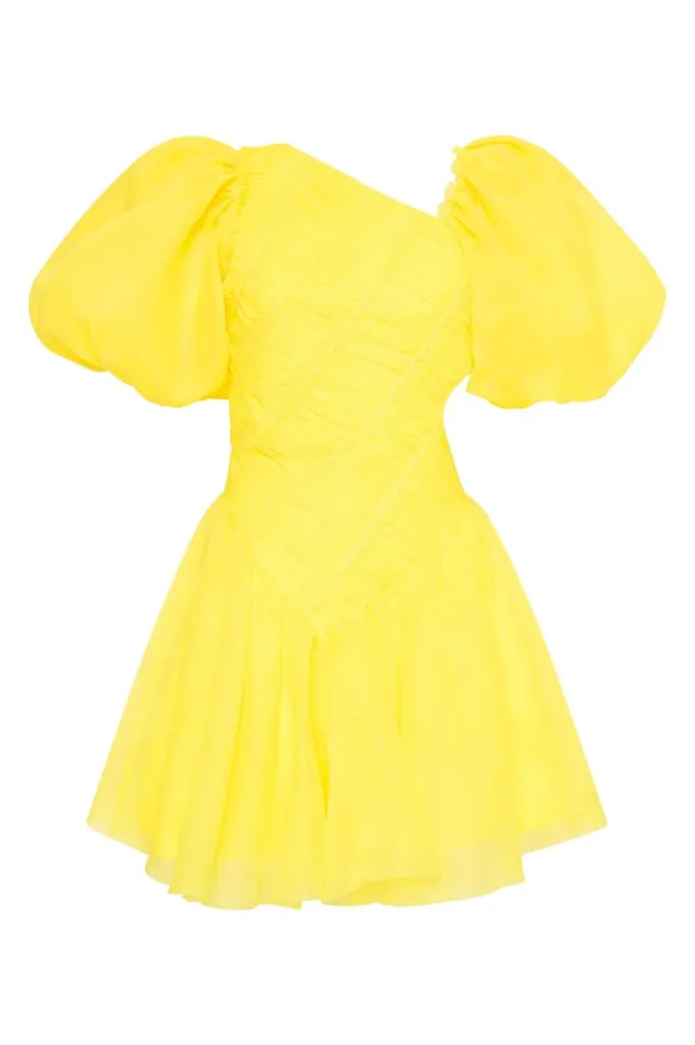Aje Dresses Dawn Ruched Mini Dress Sunflower Yellow 8211 Women Aje Dresses Dawn Ruched Mini Dress Sunflower Yellow 8211 Women