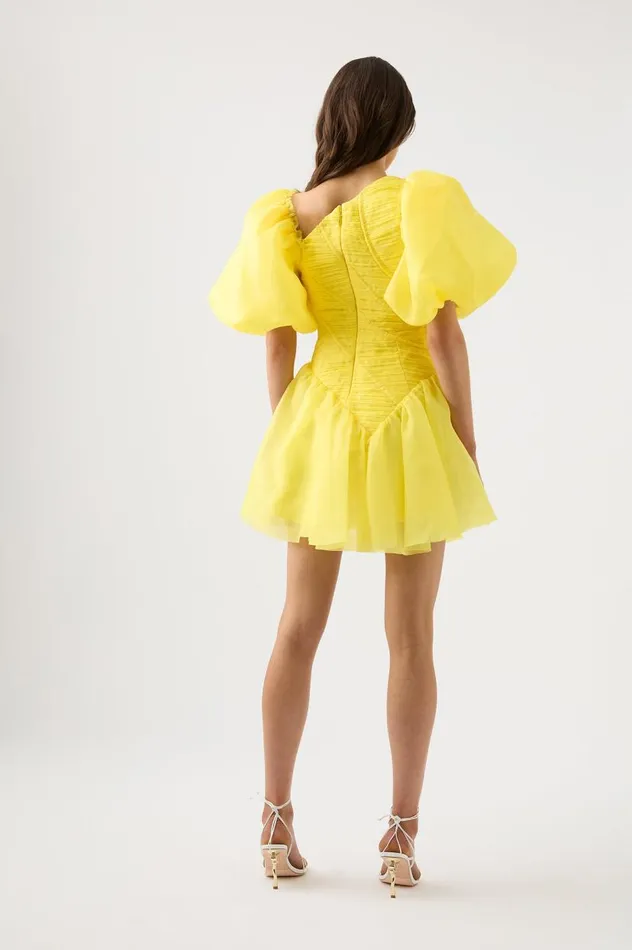 Aje Dresses Dawn Ruched Mini Dress Sunflower Yellow 8211 Women Aje Dresses Dawn Ruched Mini Dress Sunflower Yellow 8211 Women