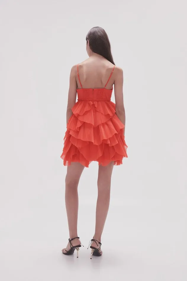 Aje Dresses Elsie Pleat Mini Dress Scarlet Red 8211 Women Aje Dresses Elsie Pleat Mini Dress Scarlet Red 8211 Women