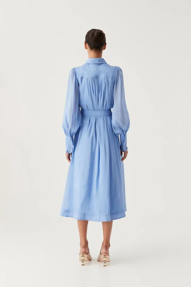 Aje Dresses Iris Pleated Bib Midi Dress Mist Blue 8211 Women Aje Dresses Iris Pleated Bib Midi Dress Mist Blue 8211 Women