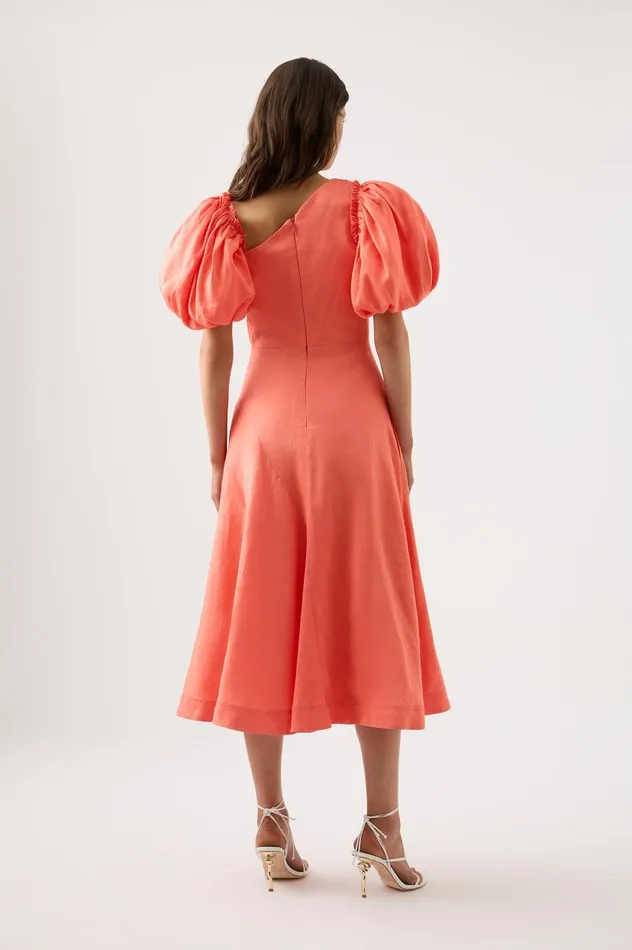 Aje Dresses Maia Off Shoulder Midi Dress Coral 8211 Women Aje Dresses Maia Off Shoulder Midi Dress Coral 8211 Women