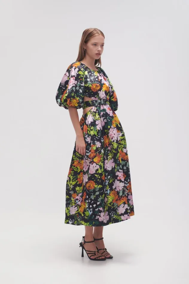 Aje Dresses Mimosa Cutout Midi Dress Midnight Floral 8211 Women Aje Dresses Mimosa Cutout Midi Dress Midnight Floral 8211 Women