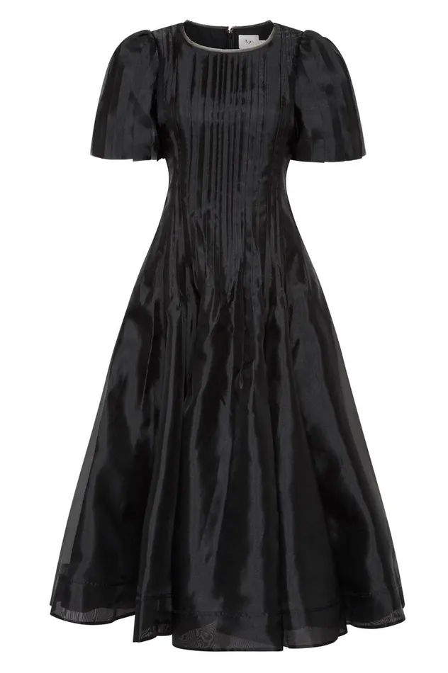 Aje Dresses Nova Pleated Midi Dress Black 8211 Women Aje Dresses Nova Pleated Midi Dress Black 8211 Women