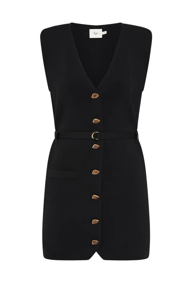 Aje Dresses Ondine Knit Mini Dress Black 8211 Women Aje Dresses Ondine Knit Mini Dress Black 8211 Women