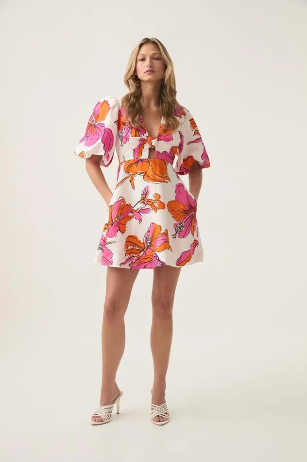 Aje Dresses Overflow Knotted Mini Dress Vivid Hibiscus 8211 Women Aje Dresses Overflow Knotted Mini Dress Vivid Hibiscus 8211 Women