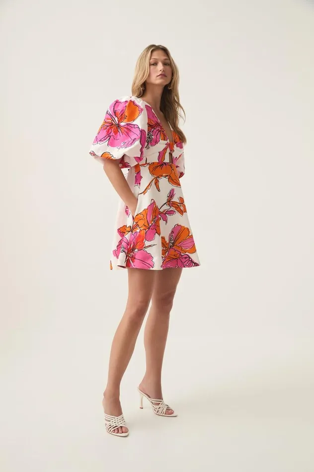 Aje Dresses Overflow Knotted Mini Dress Vivid Hibiscus 8211 Women Aje Dresses Overflow Knotted Mini Dress Vivid Hibiscus 8211 Women