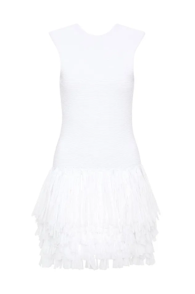 Aje Dresses Rushes Raffia Knit Mini Dress White 8211 Women Aje Dresses Rushes Raffia Knit Mini Dress White 8211 Women