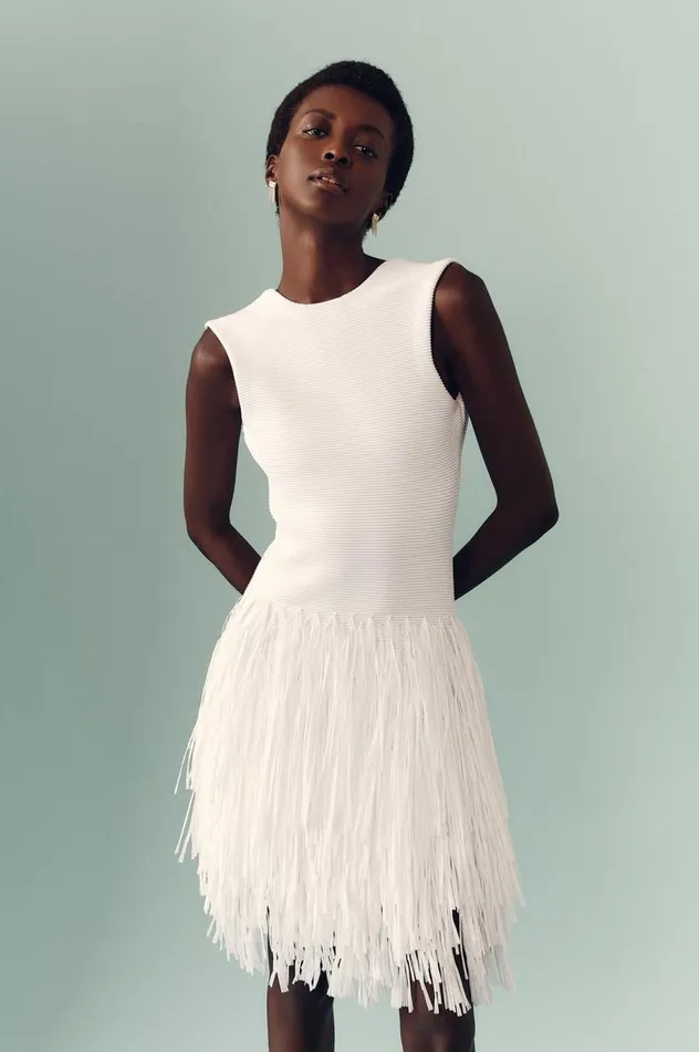 Aje Dresses Rushes Raffia Knit Mini Dress White 8211 Women Aje Dresses Rushes Raffia Knit Mini Dress White 8211 Women