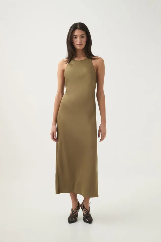 Aje Dresses Tanya Chained Midi Dress Khaki 8211 Women Aje Dresses Tanya Chained Midi Dress Khaki 8211 Women