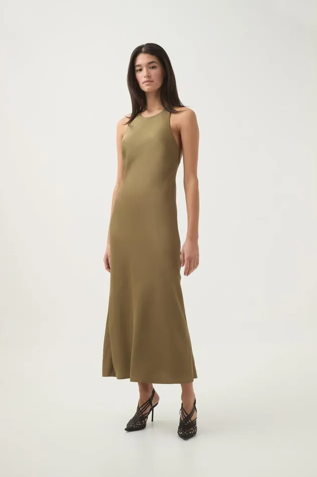 Aje Dresses Tanya Chained Midi Dress Khaki 8211 Women Aje Dresses Tanya Chained Midi Dress Khaki 8211 Women