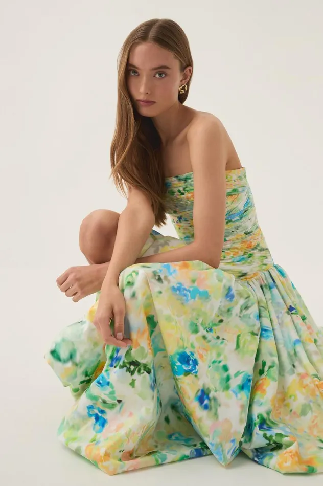 Aje Dresses Violette Bubble Hem Maxi Dress Floral Haze 8211 Women Aje Dresses Violette Bubble Hem Maxi Dress Floral Haze 8211 Women
