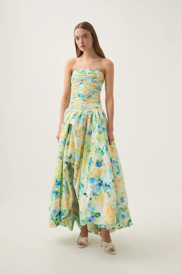 Aje Dresses Violette Bubble Hem Maxi Dress Floral Haze 8211 Women Aje Dresses Violette Bubble Hem Maxi Dress Floral Haze 8211 Women