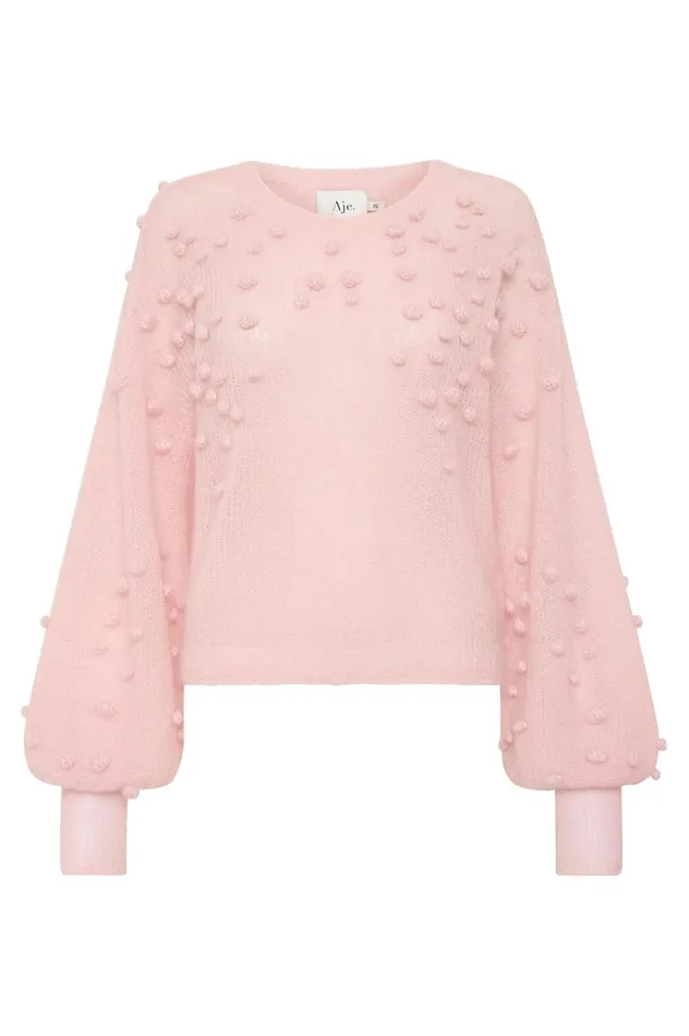 Aje Knitwear and Jumpers Gabriella Bobble Knit Blush Pink 8211 Women Aje Knitwear and Jumpers Gabriella Bobble Knit Blush Pink 8211 Women
