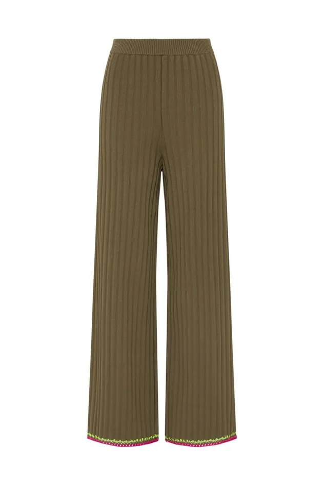 Aje Pants Tazia Crochet Edge Knit Pants Deep Olive 8211 Women Aje Pants Tazia Crochet Edge Knit Pants Deep Olive 8211 Women