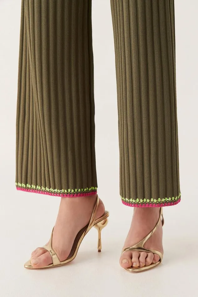 Aje Pants Tazia Crochet Edge Knit Pants Deep Olive 8211 Women Aje Pants Tazia Crochet Edge Knit Pants Deep Olive 8211 Women