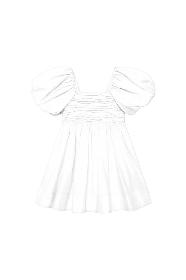 Aje Piper Puff Sleeve Dress Ivory 8211 Kids
