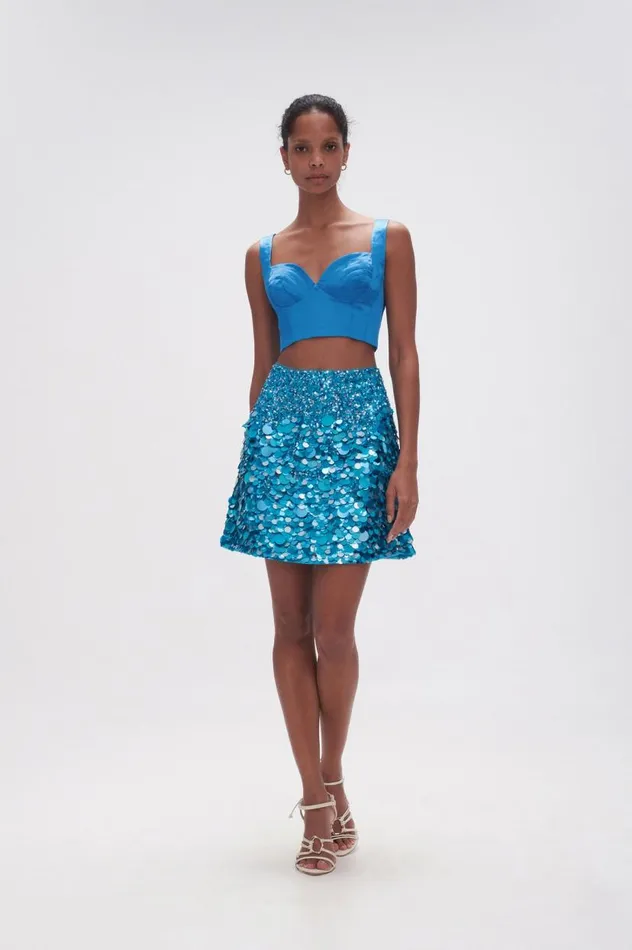 Aje Skirts Cherie Sequin Mini Skirt Azure Blue 8211 Women Aje Skirts Cherie Sequin Mini Skirt Azure Blue 8211 Women