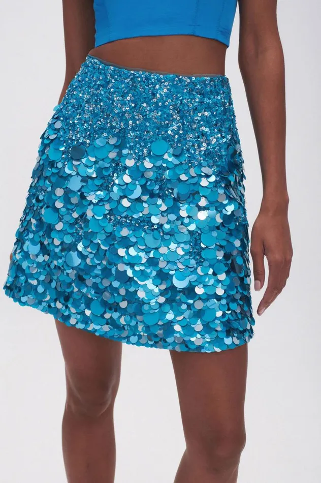 Aje Skirts Cherie Sequin Mini Skirt Azure Blue 8211 Women Aje Skirts Cherie Sequin Mini Skirt Azure Blue 8211 Women