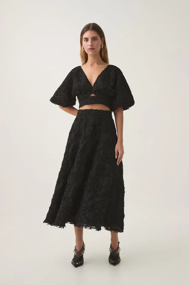 Aje Skirts Florential Textured Midi Skirt Black 8211 Women Aje Skirts Florential Textured Midi Skirt Black 8211 Women