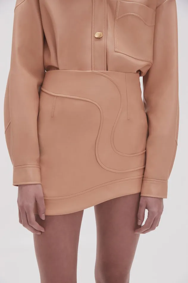 Aje Skirts Priscilla Scalloped Mini Skirt Sand Beige 8211 Women