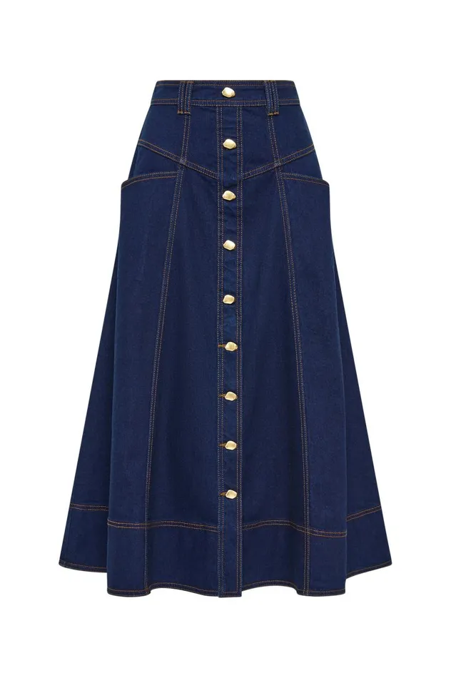 Aje Skirts Resonance Denim Midi Skirt Indigo 8211 Women Aje Skirts Resonance Denim Midi Skirt Indigo 8211 Women
