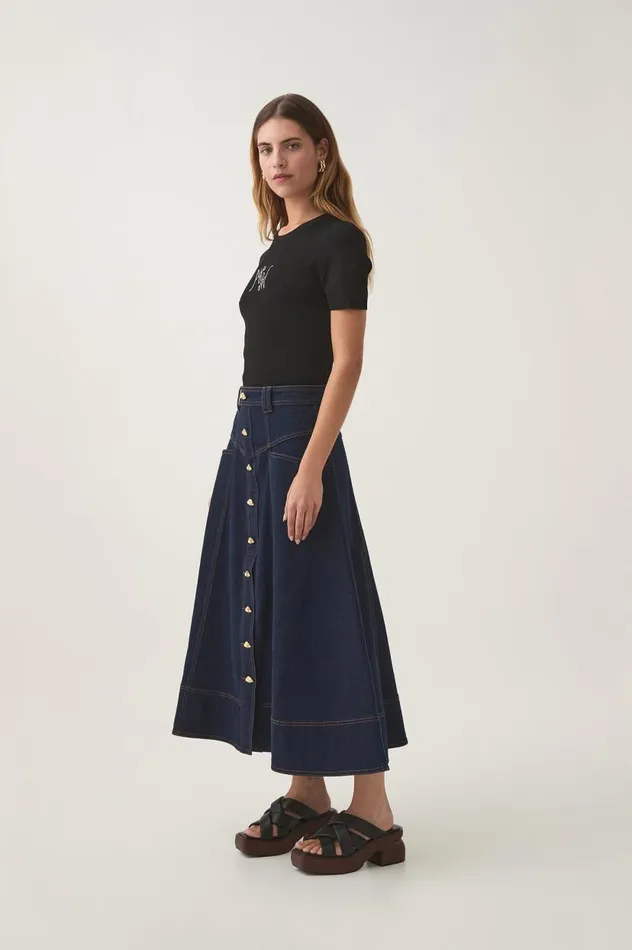 Aje Skirts Resonance Denim Midi Skirt Indigo 8211 Women Aje Skirts Resonance Denim Midi Skirt Indigo 8211 Women