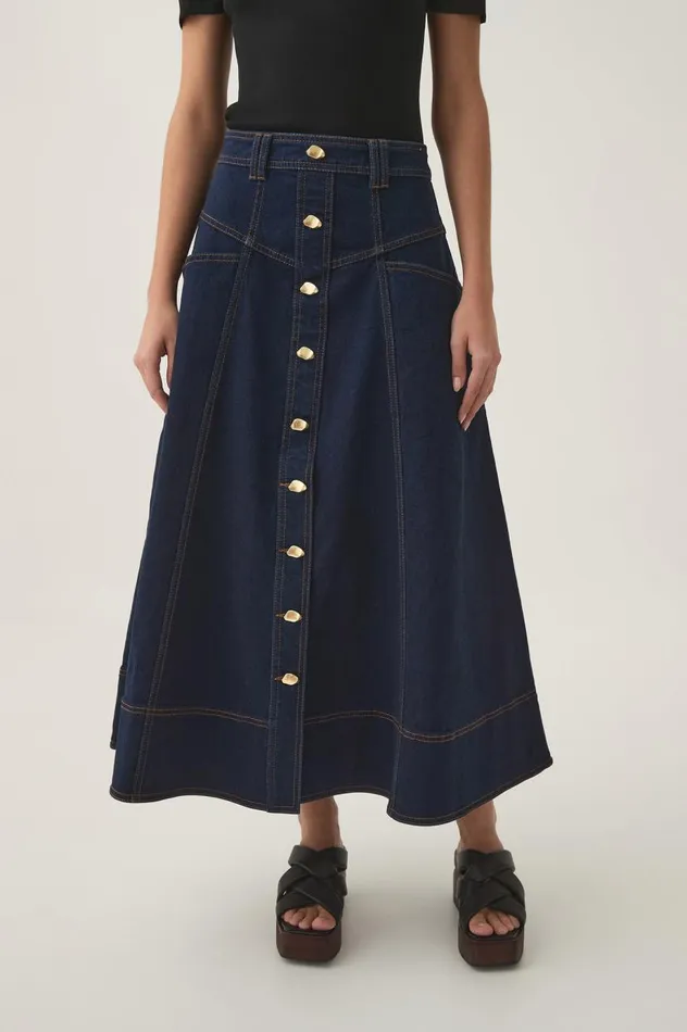 Aje Skirts Resonance Denim Midi Skirt Indigo 8211 Women Aje Skirts Resonance Denim Midi Skirt Indigo 8211 Women