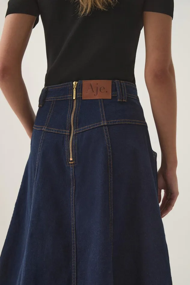 Aje Skirts Resonance Denim Midi Skirt Indigo 8211 Women Aje Skirts Resonance Denim Midi Skirt Indigo 8211 Women