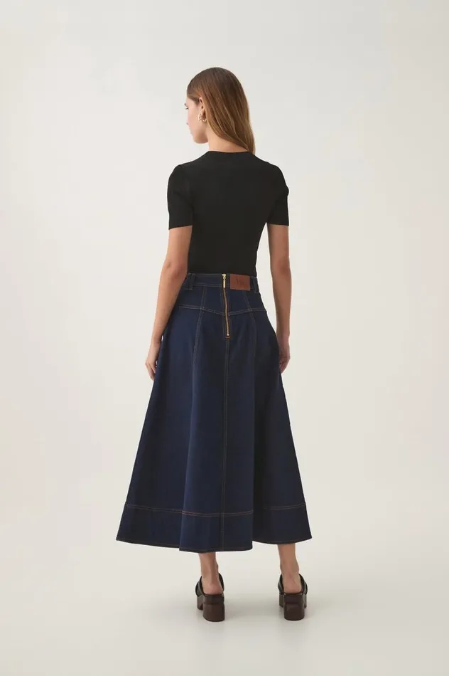 Aje Skirts Resonance Denim Midi Skirt Indigo 8211 Women Aje Skirts Resonance Denim Midi Skirt Indigo 8211 Women